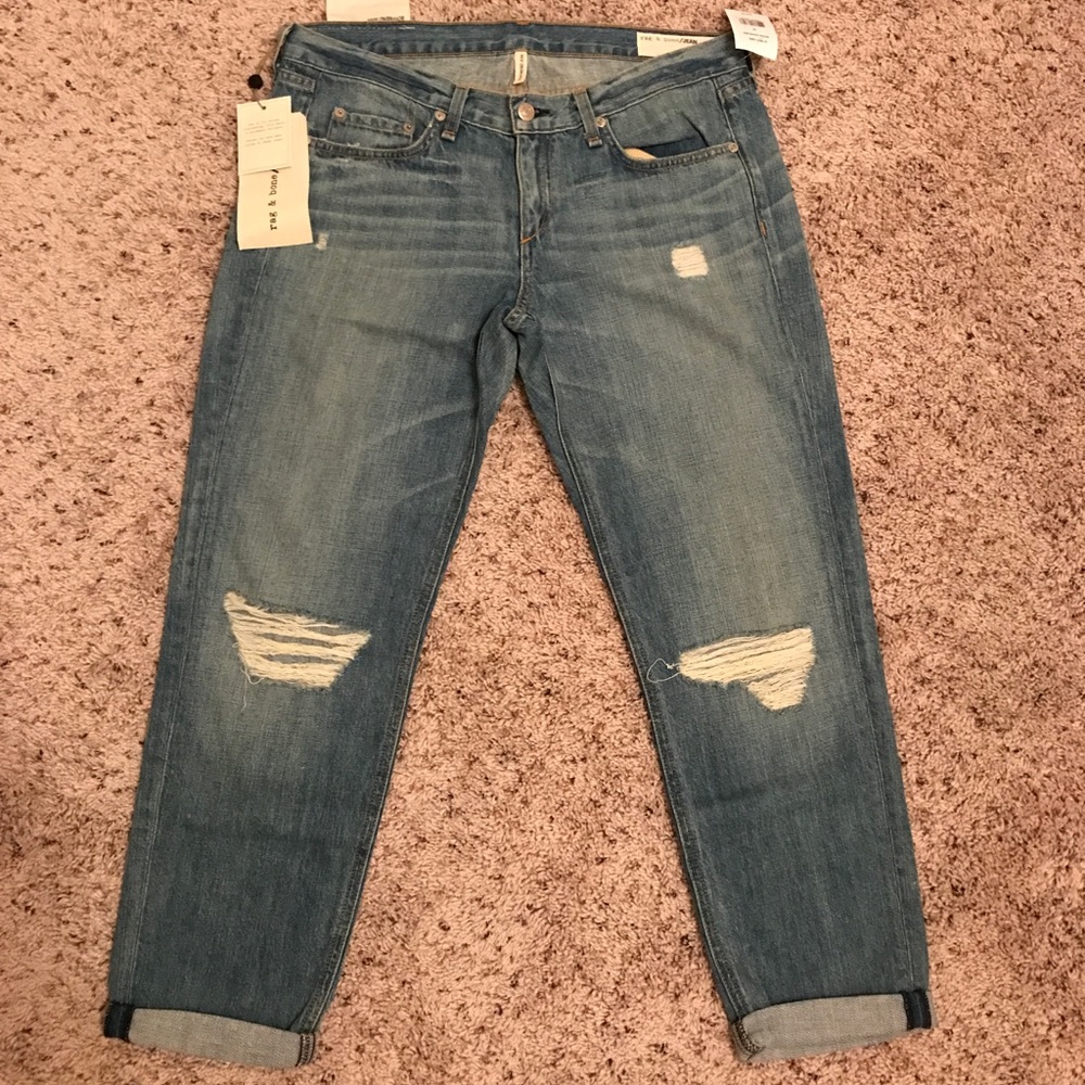 rag & bone Distressed Boyfriend Jeans, moss holes